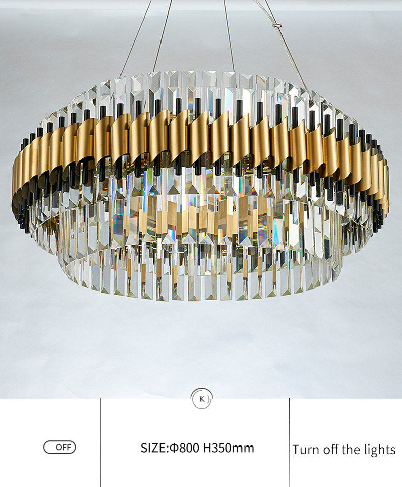 Innichen | Luxury Crystal LED Chandelier of Stainless Steel for Living Room, Dia31.4xh13.7", Cool LightBy Miron Demid LLC