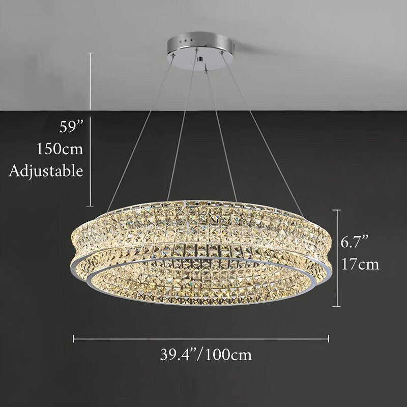 Albano Vercellese | Chic Chrome/Gold Creative Round Crystal Chandelier, Gold, 1 Ring Large - Dia39.4xh6.7" / Dia100xh17.7cm, Warm LightBy Miron Demid LLC