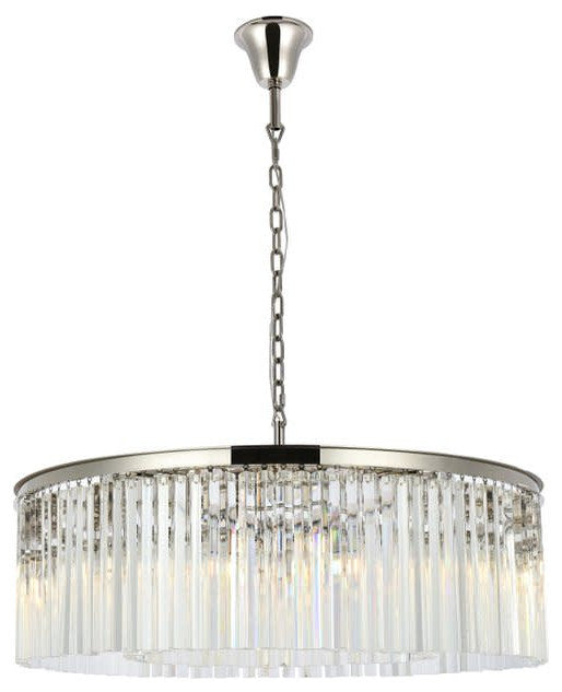 Elegant Lighting 1208G43/RC Sydney 10 Light 44"W Crystal Drum - Matte BlackBy Elegant Furniture & Lighting