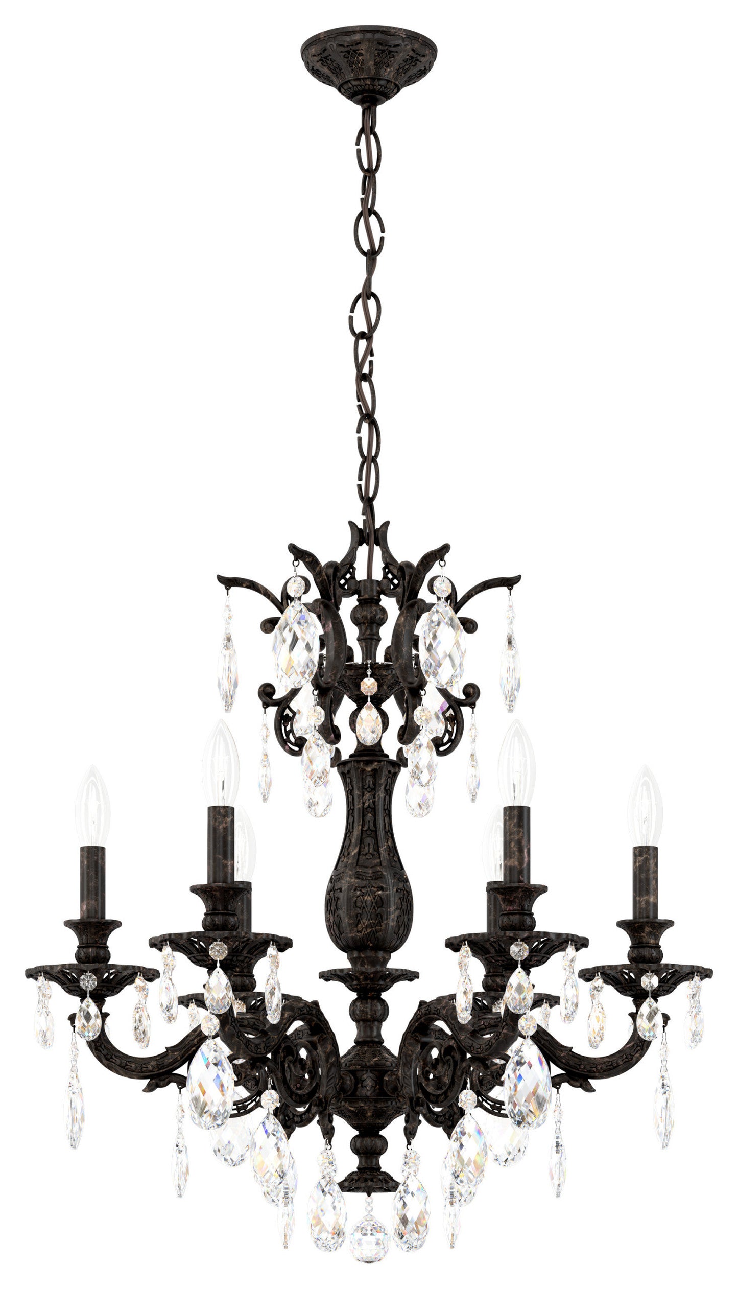 Schonbek 5676-76O 6 Light Crystal Chandelier, Heirloom BronzeBy Schonbek