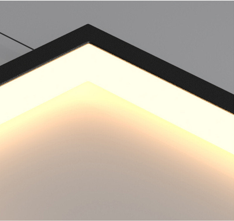 Lavagna | Ultramodern Rectangle Hanging LED Chandelier, Gold, 4 Lights (H177.2"), Cool Light, Non-DimmableBy Miron Demid LLC