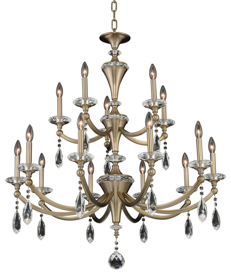 Allegri 012173-FR001 Floridia 15 Light 37"W Taper Candle Style - Matte BrushedBy Allegri Crystal by Kalco Lighting