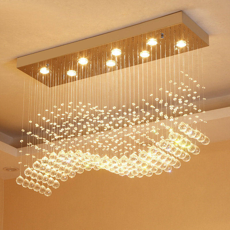 Agropoli | Luxury Rectangle LED Crystal Lamp for Dining Room, L39.4xw9.8xh39.4", Cool LightBy Miron Demid LLC
