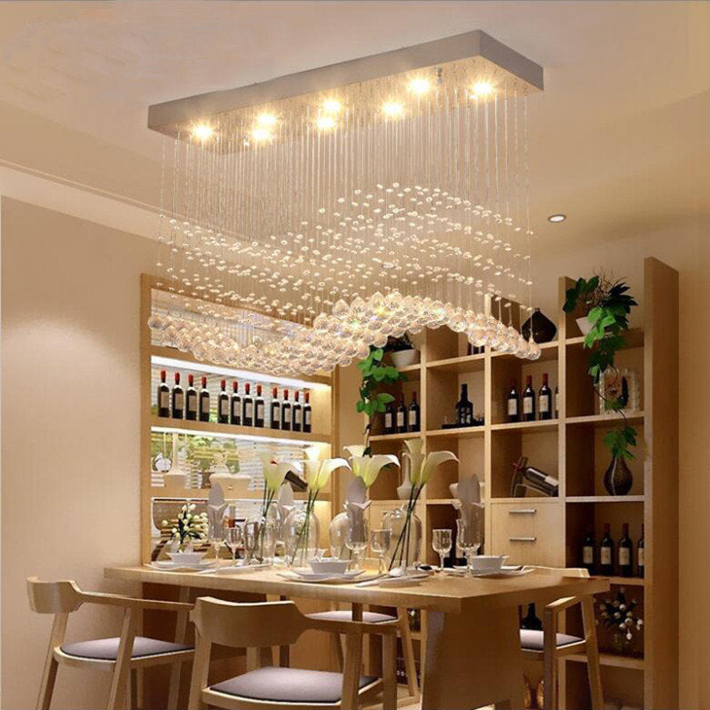 Agropoli | Luxury Rectangle LED Crystal Lamp for Dining Room, L39.4xw9.8xh39.4", Cool LightBy Miron Demid LLC