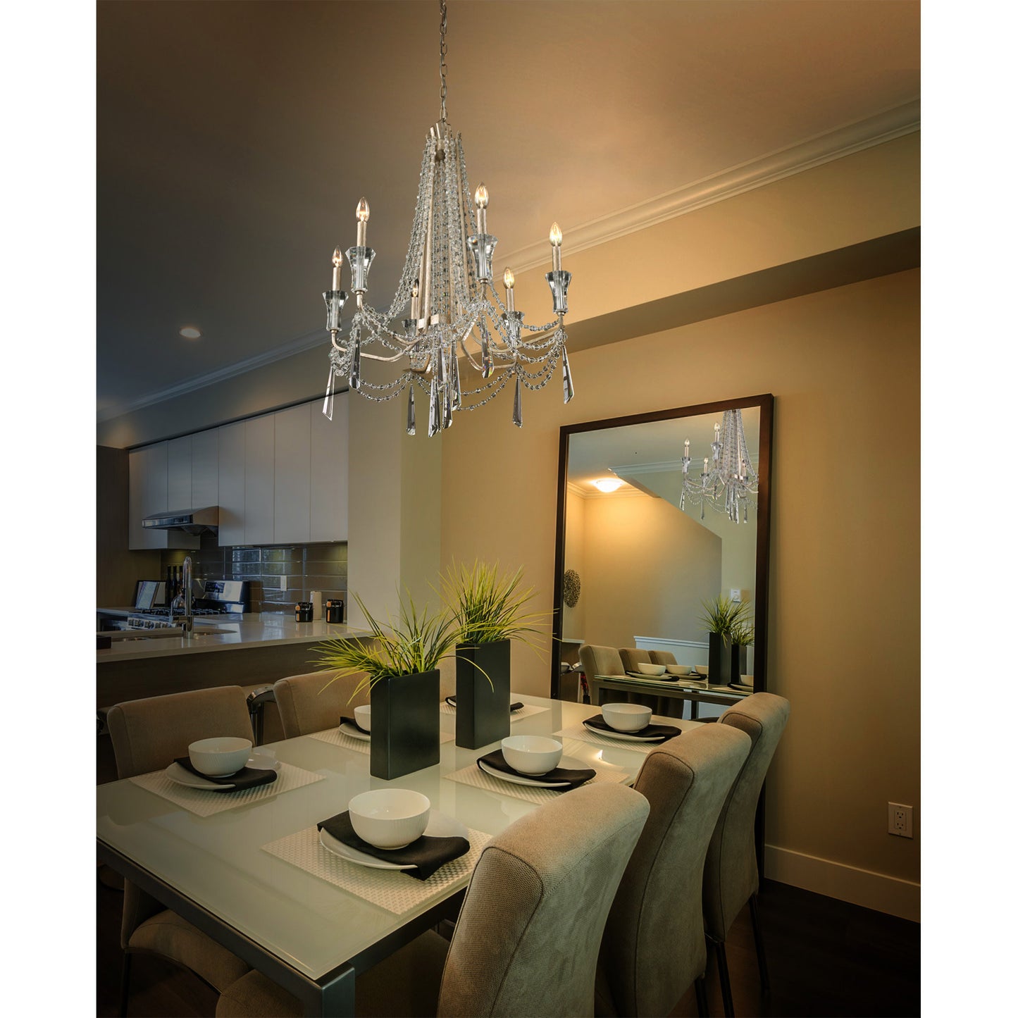 Varaluz 270C06 Barcelona 6 Light 27"W Crystal Chandelier - Transcend SilverBy Varaluz
