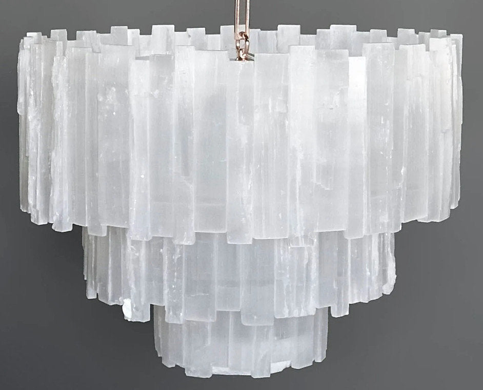 Selenite Chandelier, 3 Tiers, 30" W x 30" HBy Akari Lanterns