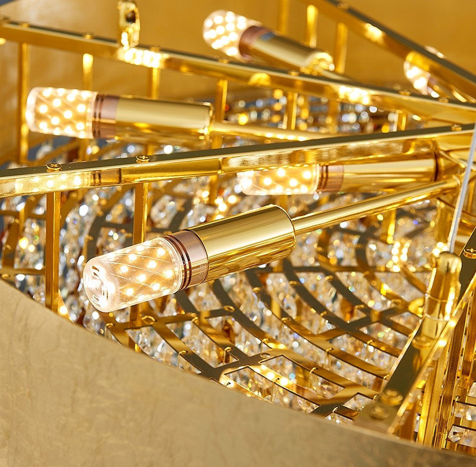 Zeme | Creative Luxury Round Gold Colored Crystal Chandelier, Dia39.4"By Miron Demid LLC