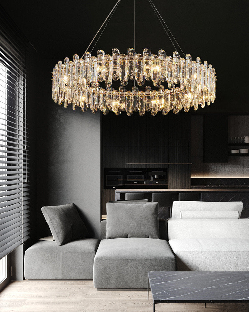Agnadello | Creative Сrystal Ring Ceiling LED Chandelier for Bedroom, Large - Dia39.4"/ Dia100cm, Cool Light, DimmableBy Miron Demid LLC