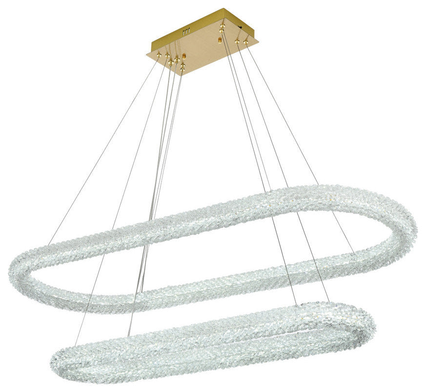 Elegant Lighting 3800G50L2 Bowen 51"W LED Crystal Ring Chandelier - ChromeBy Elegant Furniture & Lighting