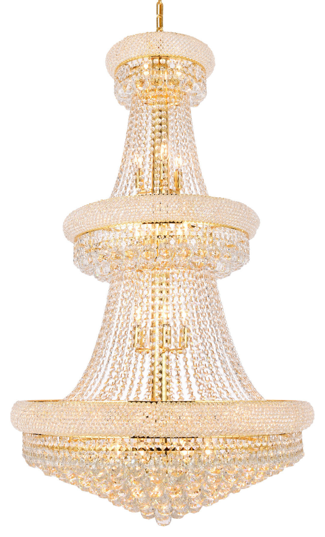 Elegant Lighting V1800G30/RC Primo 32 Light 30"W Crystal Empire - GoldBy Elegant Furniture & Lighting