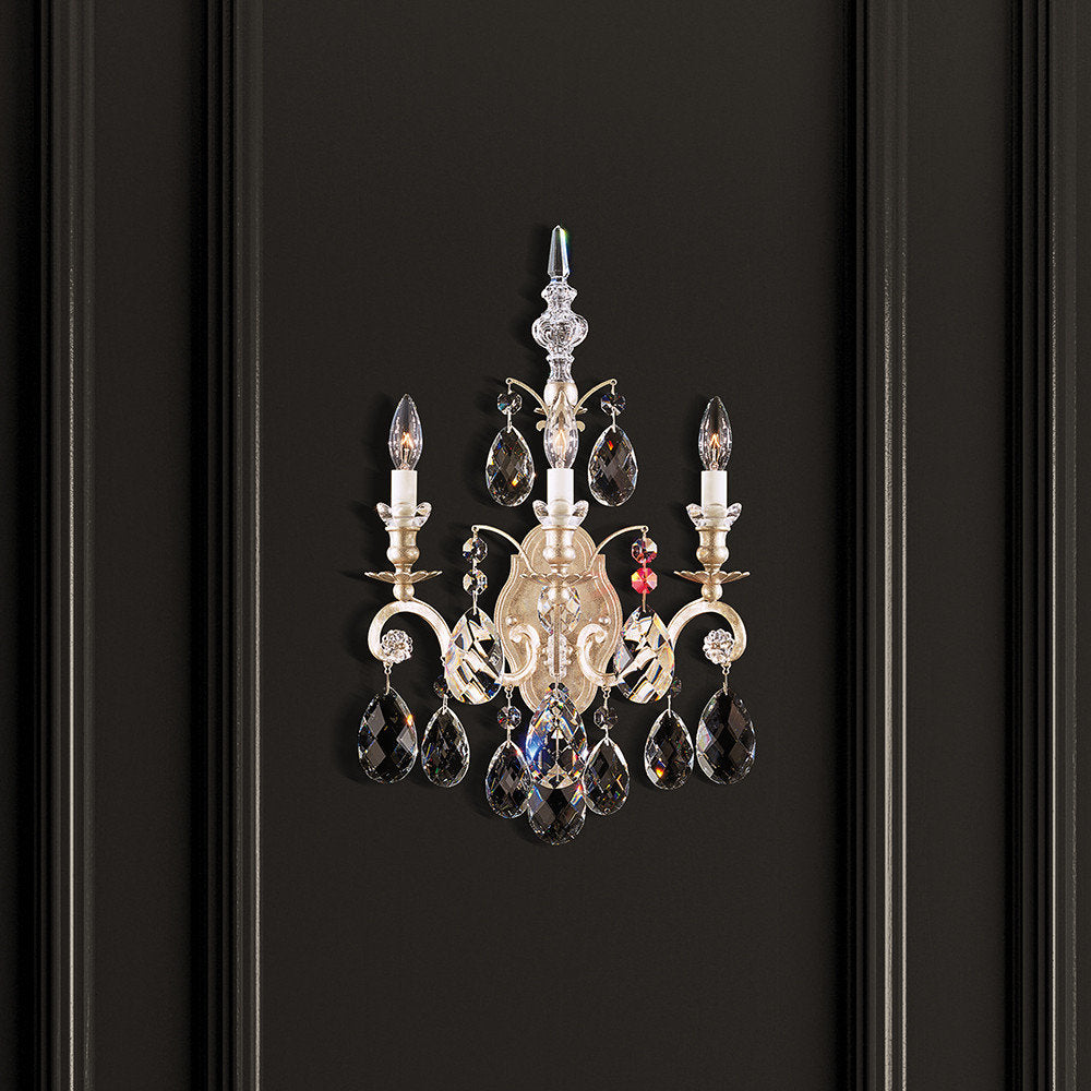 Schonbek 3762-48S 3 Light Crystal Sconce, Antique SilverBy Schonbek