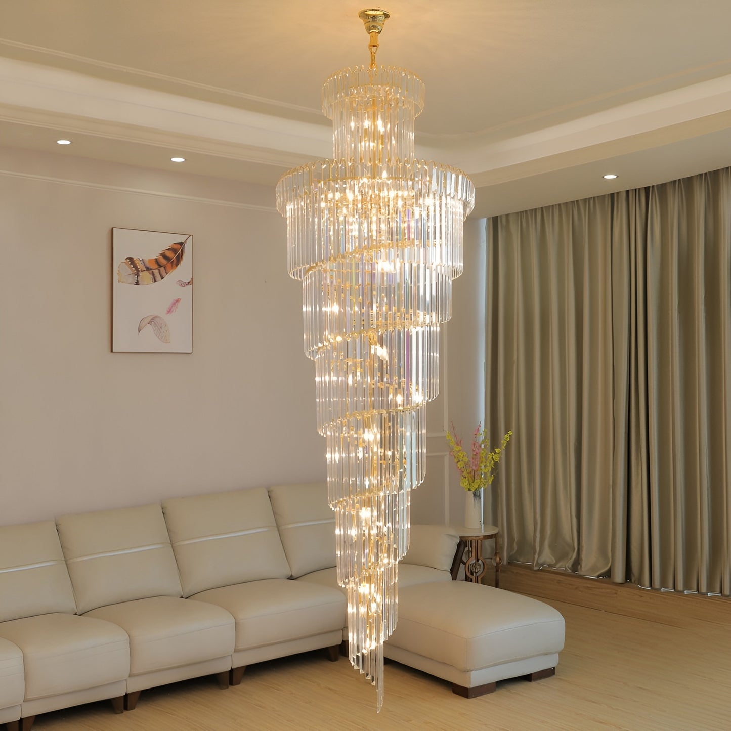 Cap d'Ail | Gorgeous Big Stairway Crystal Ceiling Chandelier, 15.8*47.2''By Miron Demid LLC