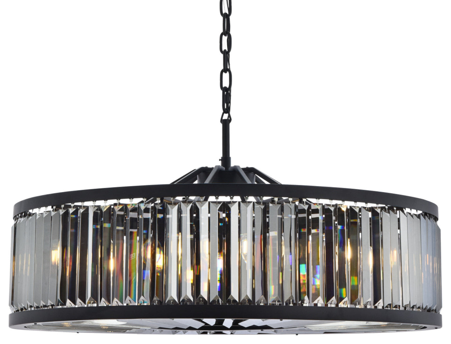 Elegant Lighting 1233G43-SS/RC Chelsea 10 Light 44"W Crystal Drum - Matte BlackBy Elegant Furniture & Lighting