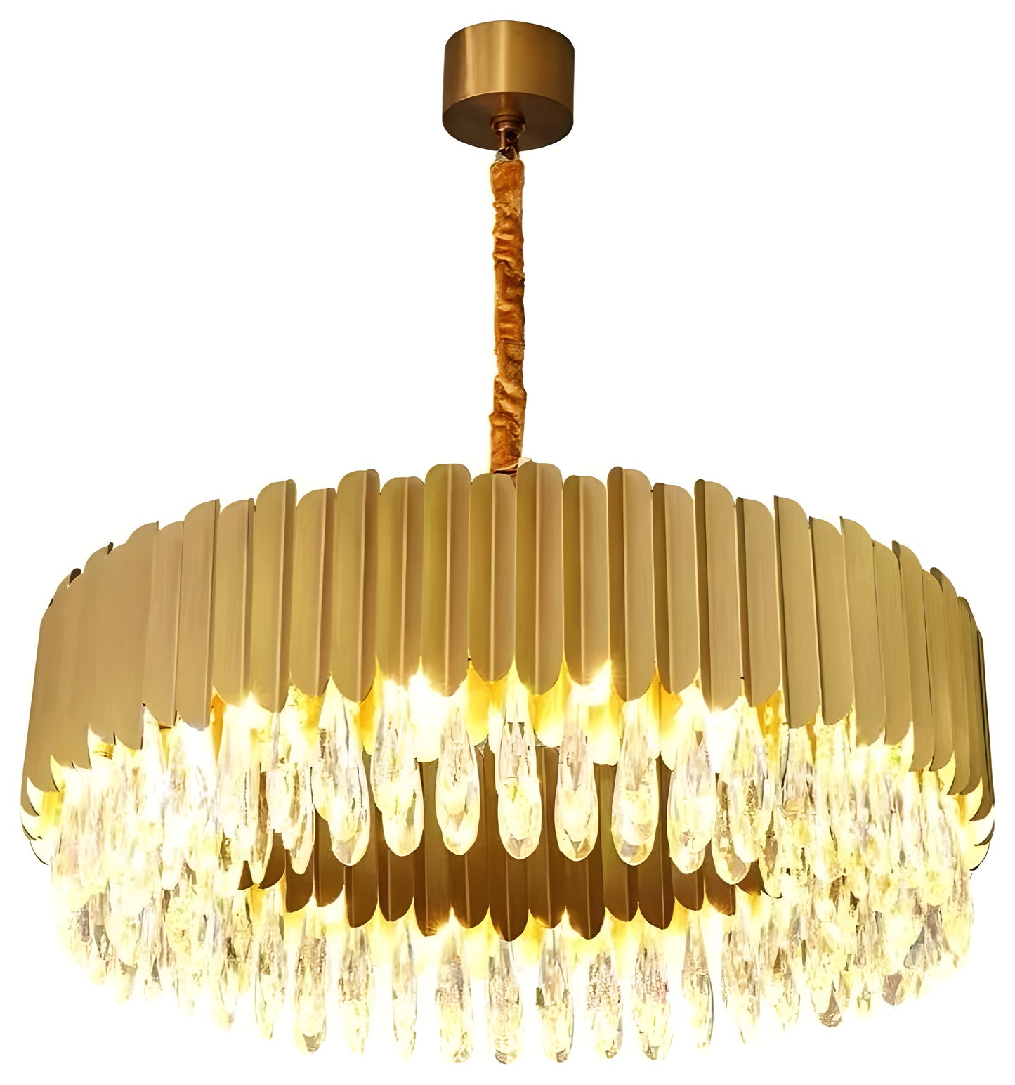 Almese | Drum Gold/Black Crystal Chandelier For Living Room, Gold, Dia23.6"By Miron Demid LLC