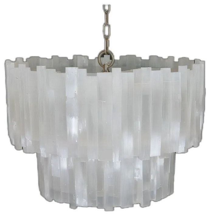 Selenite Chandelier, 3 Tiers, 30" W x 30" HBy Akari Lanterns