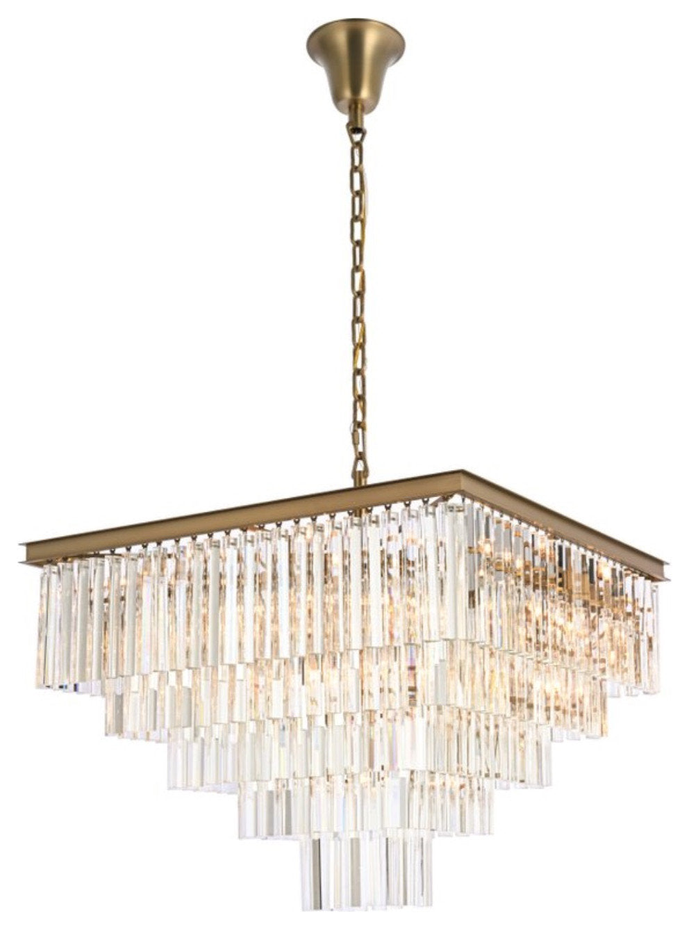 Sydney 34" Square Crystal Chandelier, Satin GoldBy Elegant Furniture & Lighting