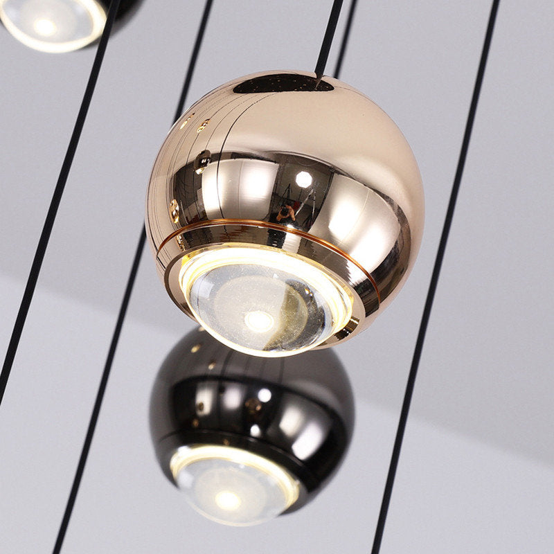 MIRODEMI? Laigueglia | Crystal LED Chandelier with Hanging Balls, Black + Gold, 24 Lights, Cool Light, DimmableBy Miron Demid LLC