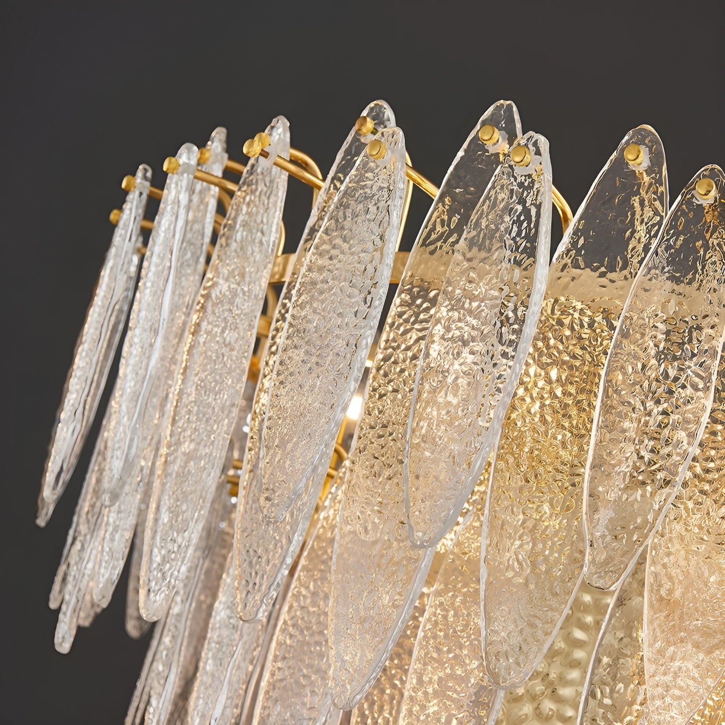 Altavilla Irpina | Round Gold Frosted/Smoke Gray/Blue Crystal Chandelier, Gold, Dia31.5"By Miron Demid LLC