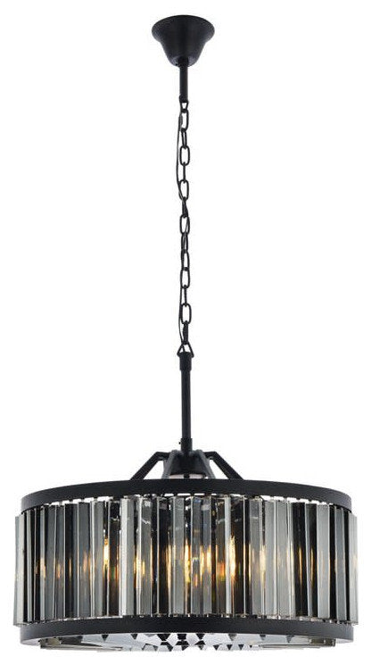Elegant Lighting 1203D28-SS/RC Chelsea 8 Light 28"W Crystal Drum - Matte BlackBy Elegant Furniture & Lighting