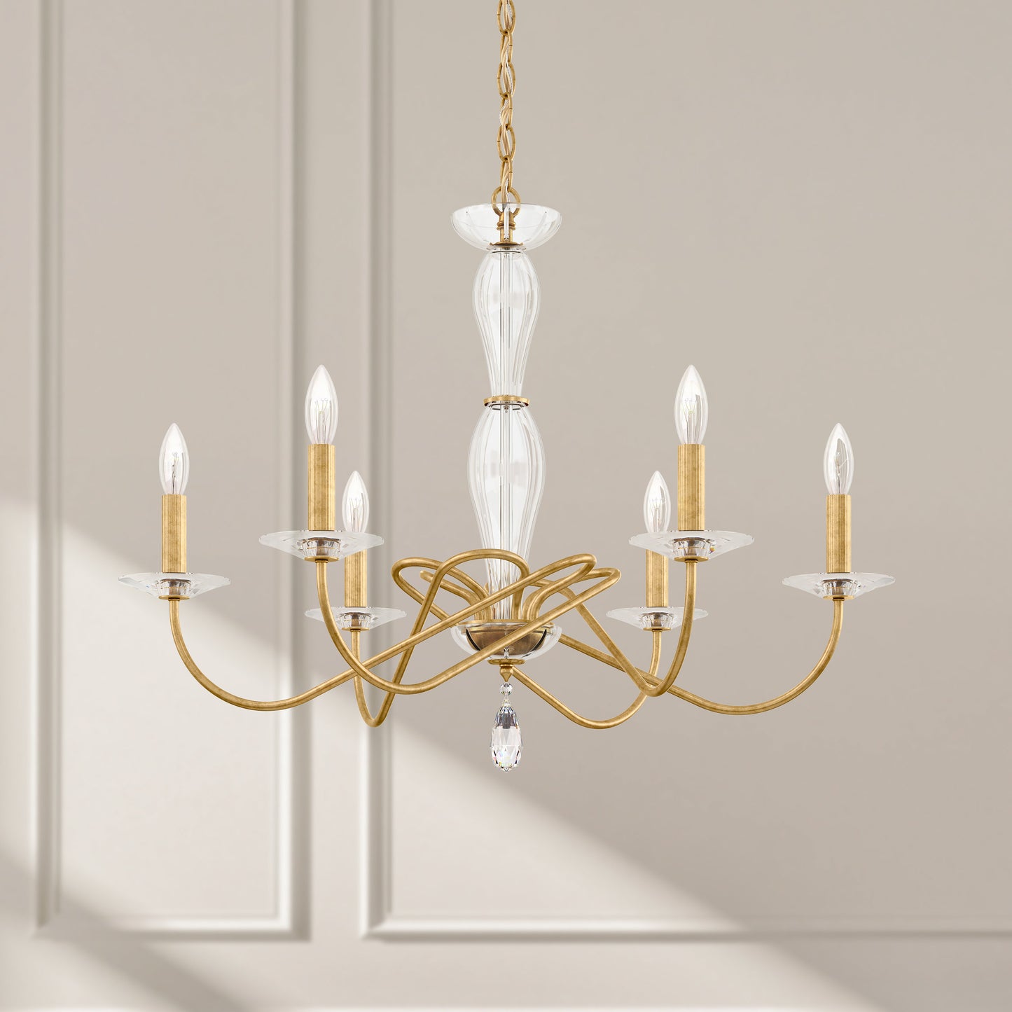 Schonbek Vx1006N-22H 6 Light Crystal Chandelier, Heirloom GoldBy Schonbek