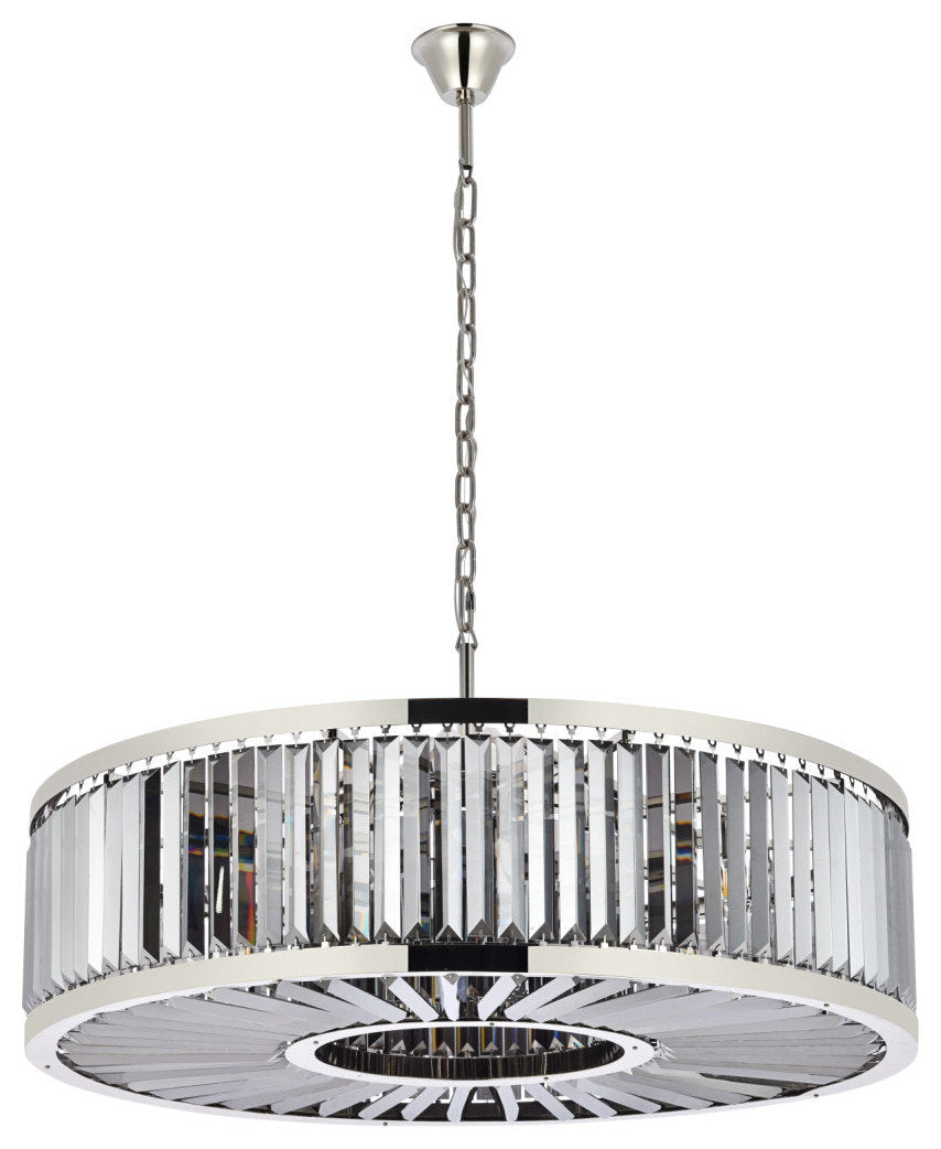 Elegant Lighting 1233G43-SS/RC Chelsea 10 Light 44"W Crystal Drum - Matte BlackBy Elegant Furniture & Lighting