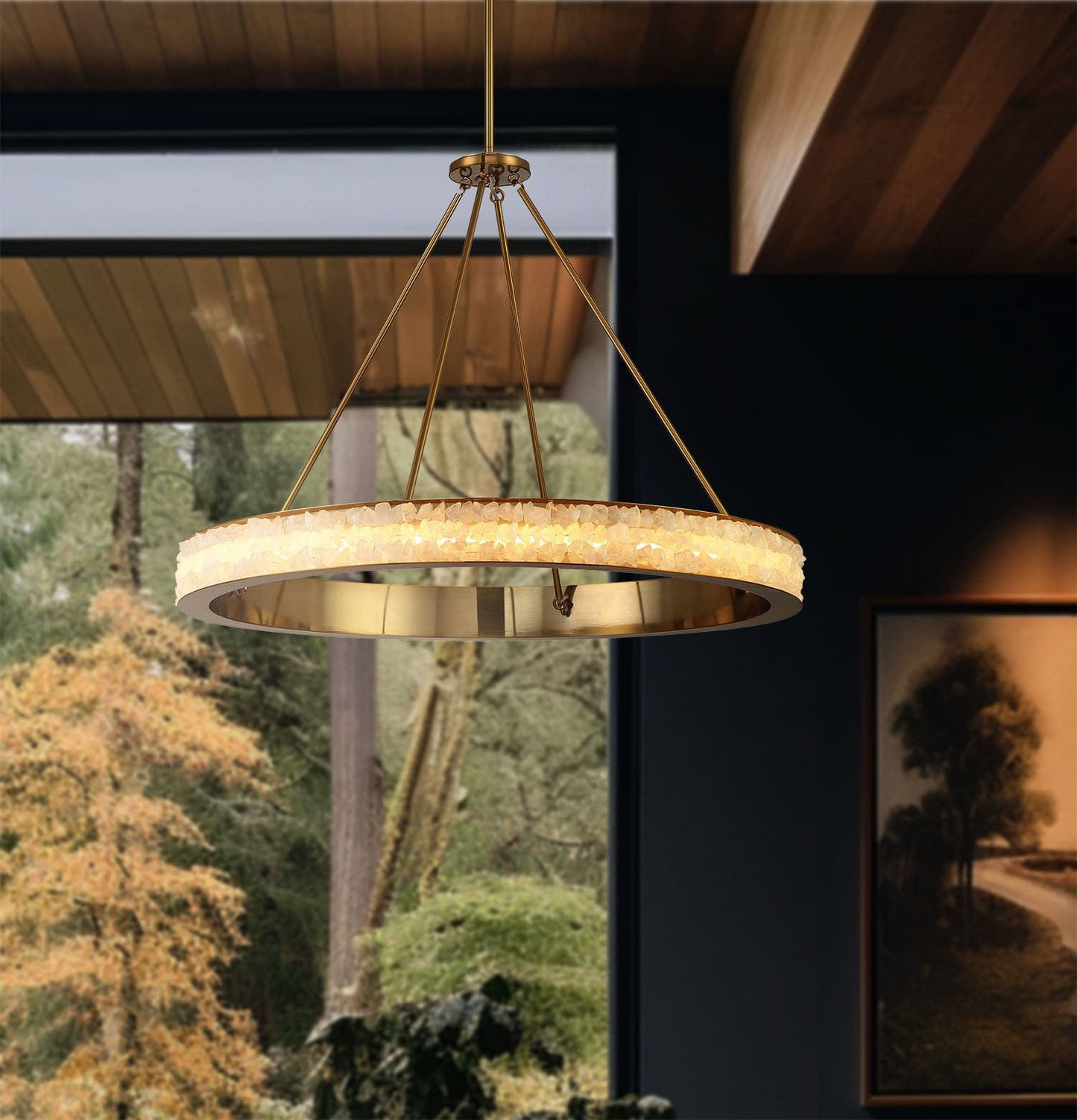 Minka Lavery 3888-L Divinely 37"W LED Crystal Ring Chandelier - Celeste BrassBy Minka Aire