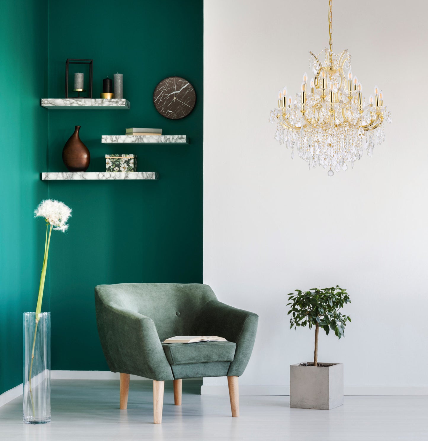 Elegant Lighting 2800D30/RC Maria Theresa 19 Light 30"W Crystal - ChromeBy Elegant Furniture & Lighting