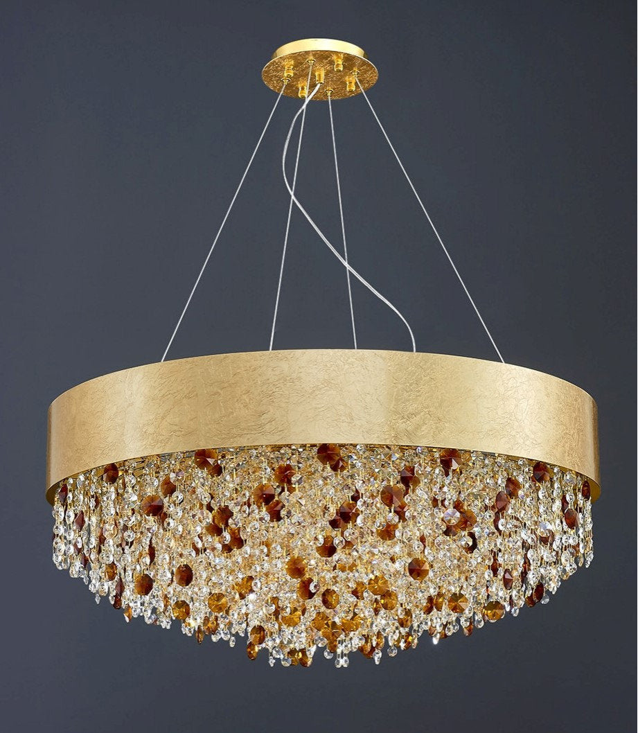 Zeme | Creative Luxury Round Gold Colored Crystal Chandelier, Dia39.4"By Miron Demid LLC