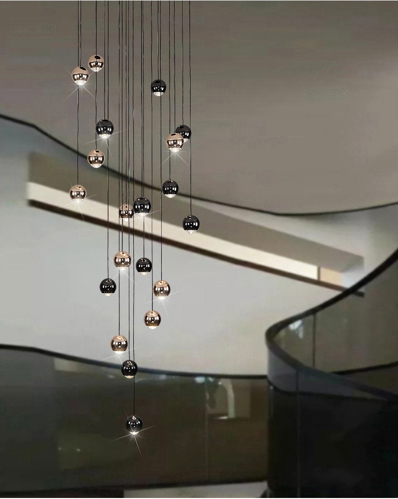 MIRODEMI? Laigueglia | Crystal LED Chandelier with Hanging Balls, Black + Gold, 24 Lights, Cool Light, DimmableBy Miron Demid LLC