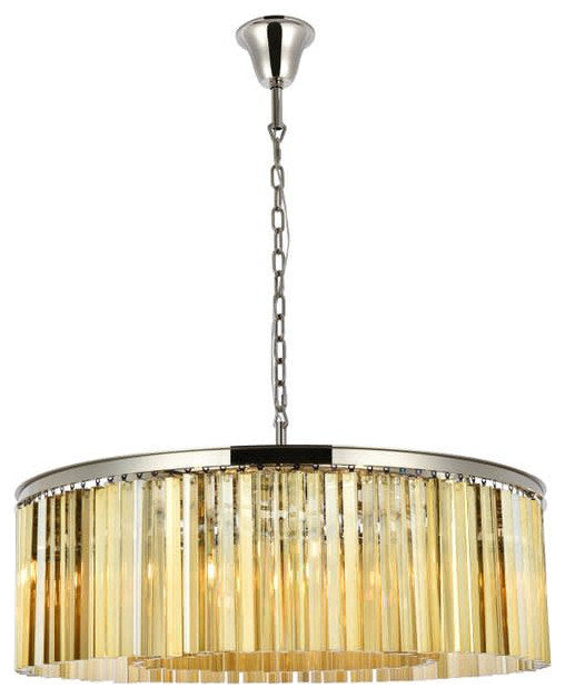 Elegant Lighting 1208G43-GT/RC Sydney 10 Light 44"W Crystal Drum - Matte BlackBy Elegant Furniture & Lighting