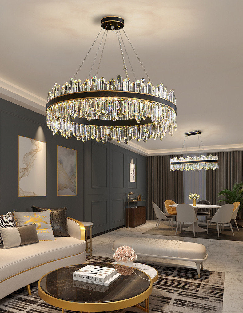 Ingria | Modern Ring LED Crystal Chandelier for Living Room, Dining Room, Dia39.4"By Miron Demid LLC