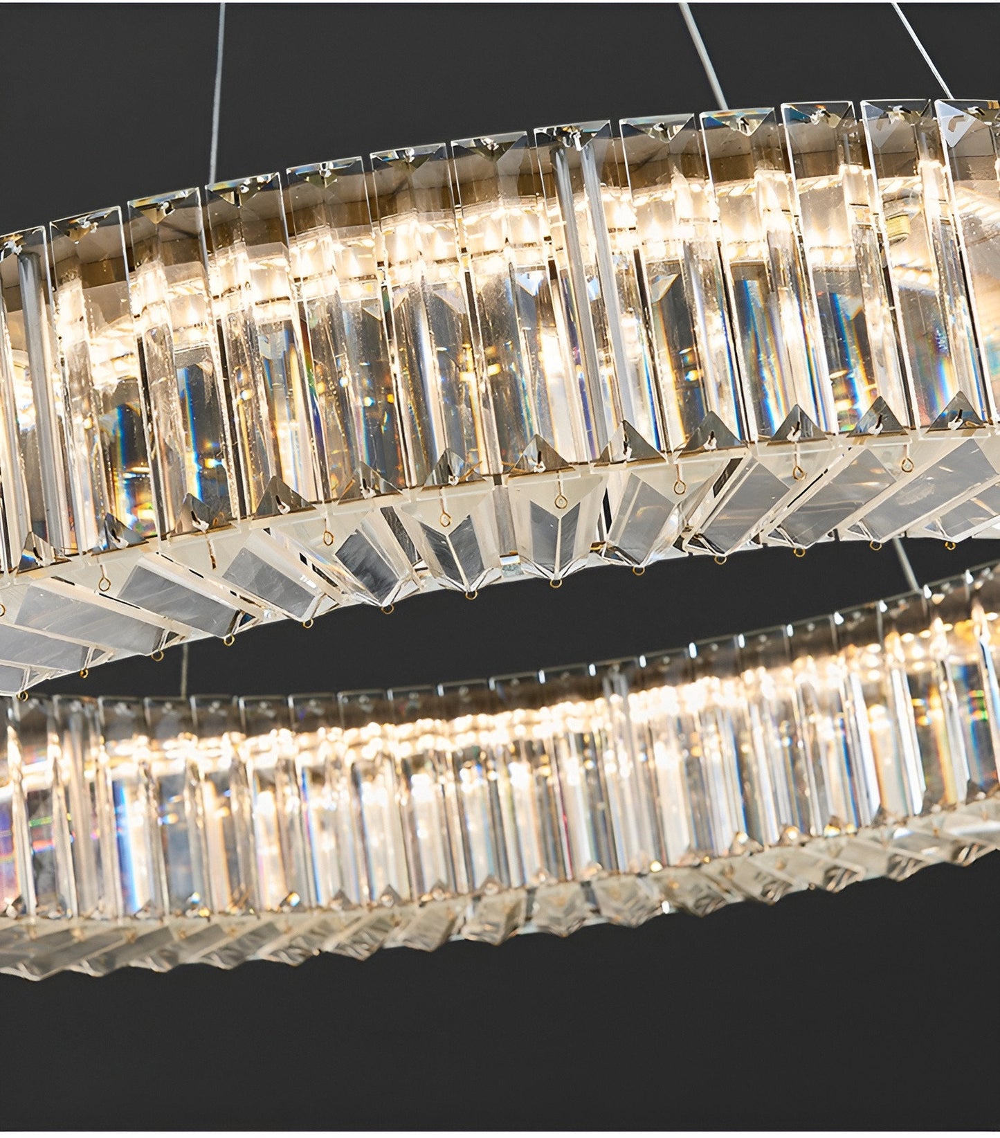Cadrezzate | Round Luxury Crystal Hanging LED Chandelier, Gold, Dia23.6xh3.9", Warm Light, DimmableBy Miron Demid LLC
