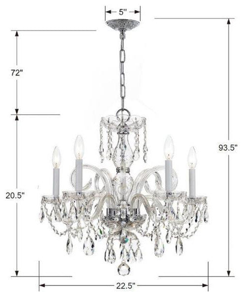 Crystal Crystal 5 Light Chandelier in Classic Style, 22"Wx21"HBy Crystorama Lighting