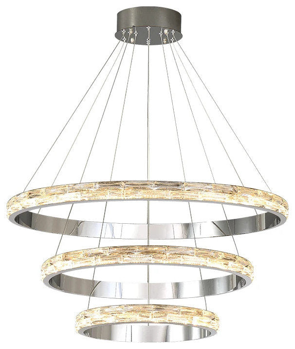 Argento Crystal Modern Chandelier, Ring Sizes: 39" + 31" + 23"By Morsale.com