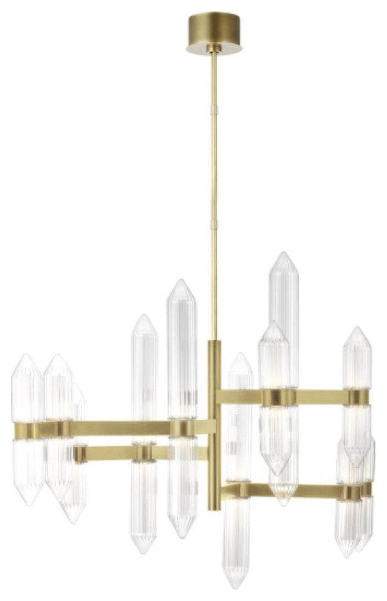 Langston Large Chandelier, 12-Light, LED, Plated Brass, 46.6"LBy Visual Comfort