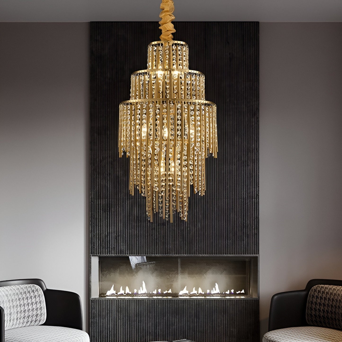 Antibes | Luxury Gold Chandelier With Crystal Balls, Cool Light, Non-DimmableBy Miron Demid LLC
