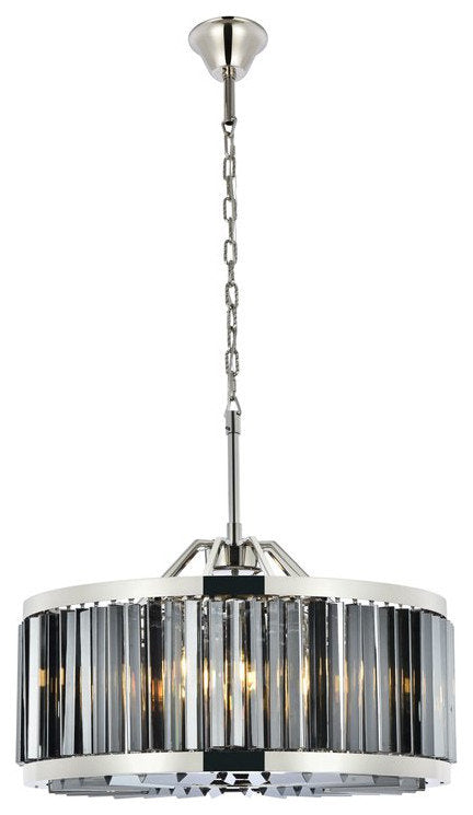Elegant 1203D28PN-SS/RC Chelsea 8-Light Polished Nickel Chandelier Silver ShadeBy Elegant Furniture & Lighting