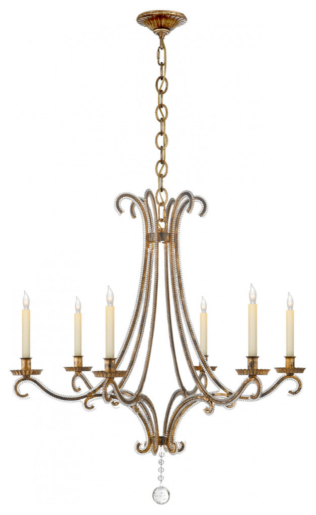Oslo Chandelier, 6-Light, Gilded Iron, 32.75"W (CHC 1550GI-CG 2G117)By Visual Comfort