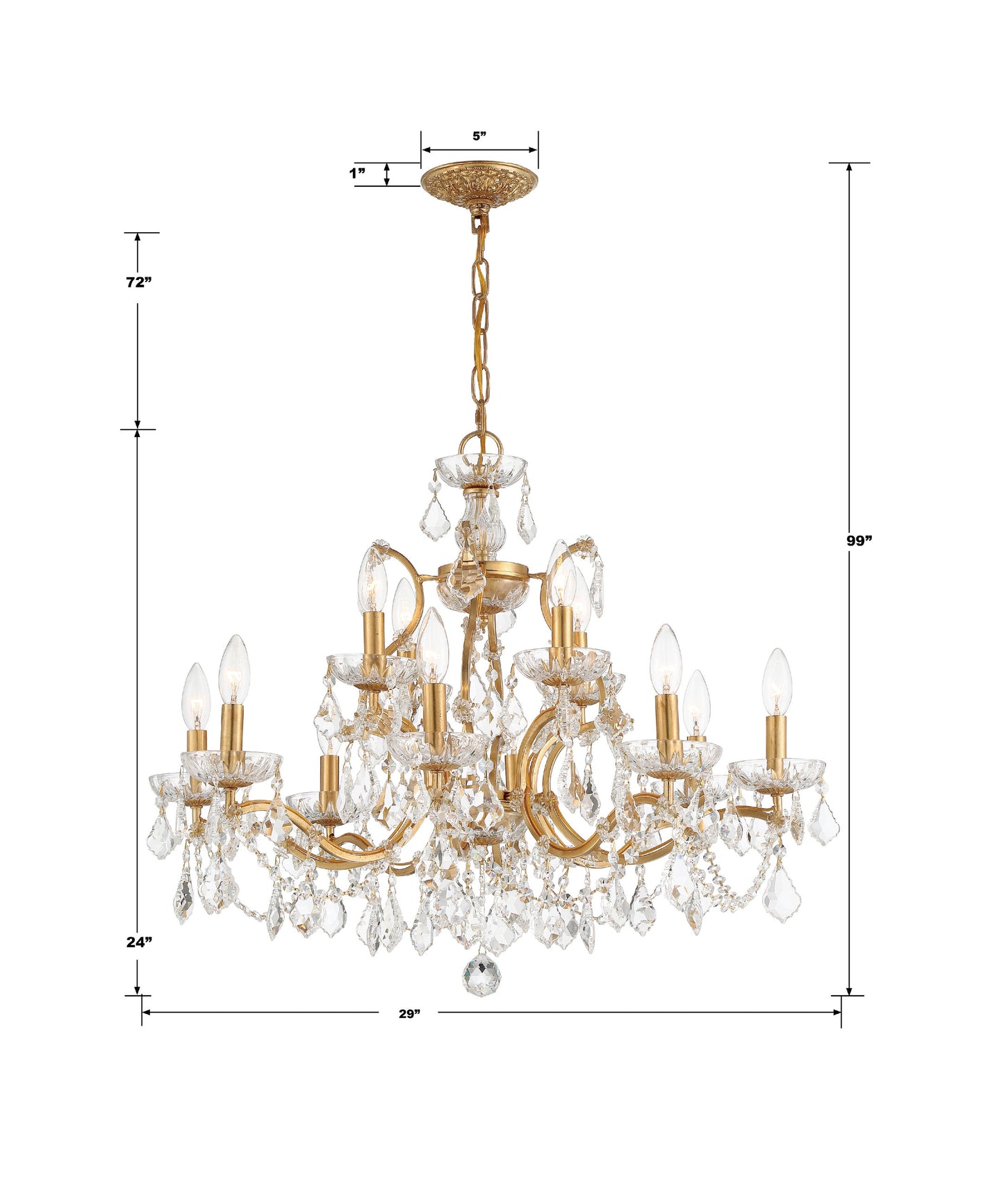 Filmore 12-Light Spectra Crystal Antique Gold ChandelierBy Crystorama Lighting