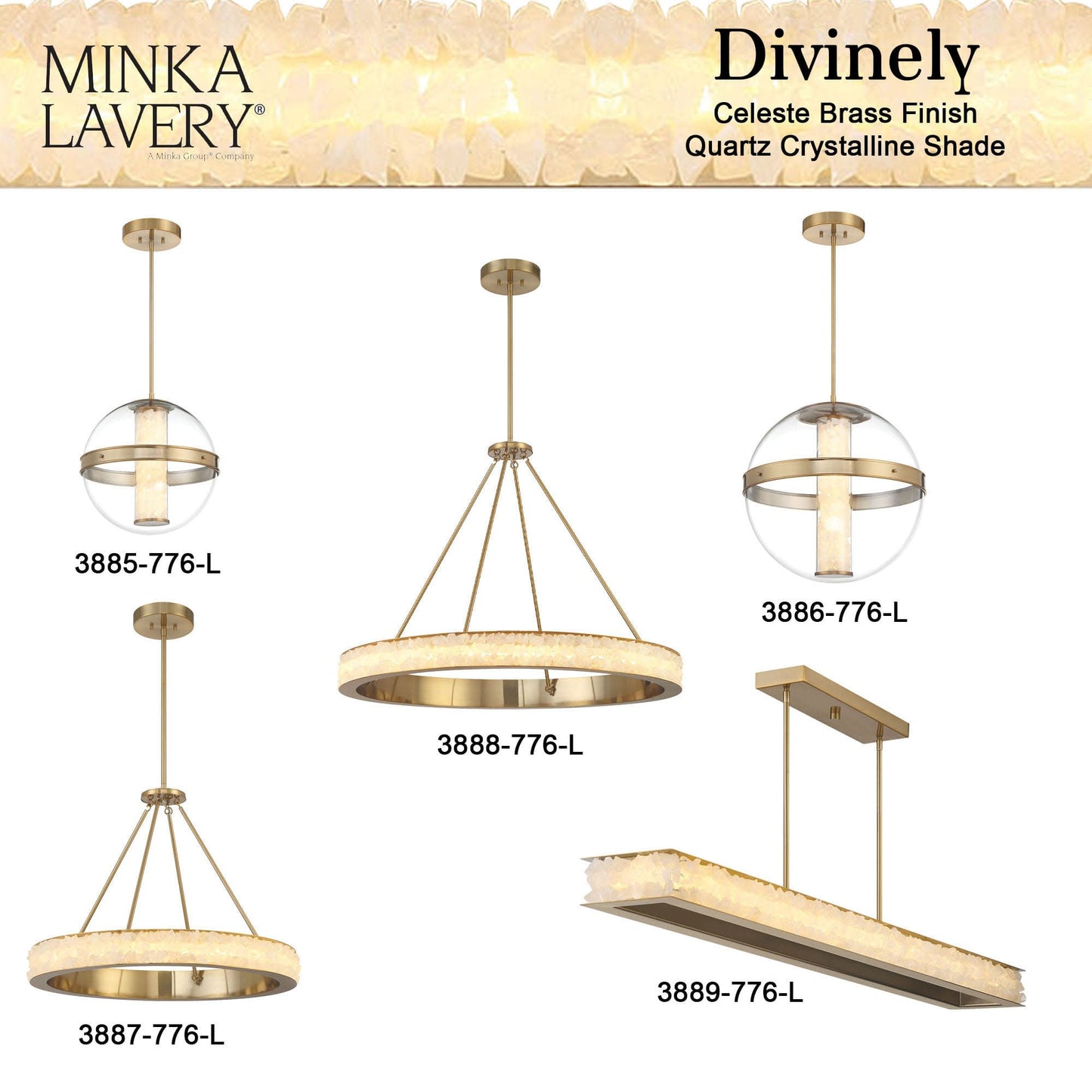 Minka Lavery 3888-L Divinely 37"W LED Crystal Ring Chandelier - Celeste BrassBy Minka Aire