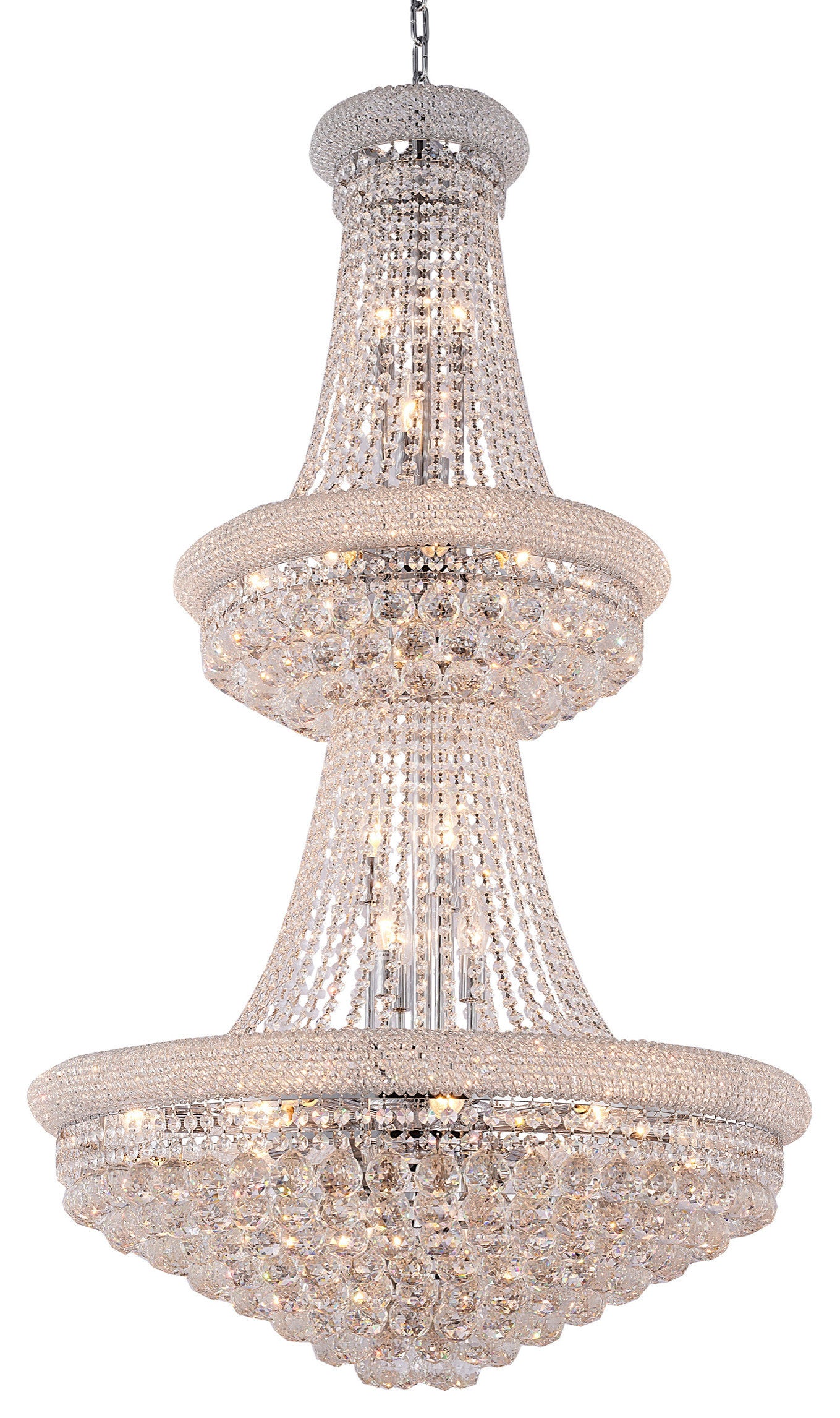 32-Light 30" Chrome Metal Chandelier With CrystalsBy Design Living