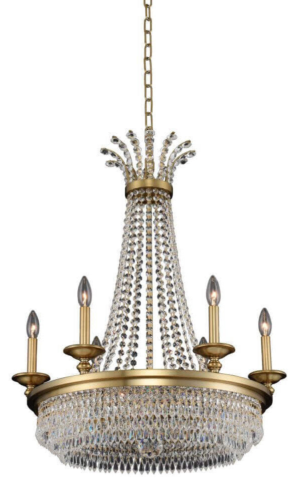 Allegri Tavo 6 Light 26" Chandelier, Winter BrassBy Allegri Crystal by Kalco Lighting