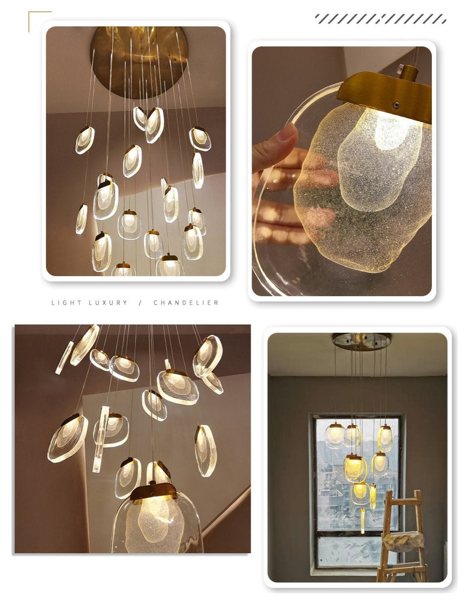 MIRODEMI? Vernazza Creative Staircase Crystal Chandelier, 15 LightsBy Miron Demid LLC