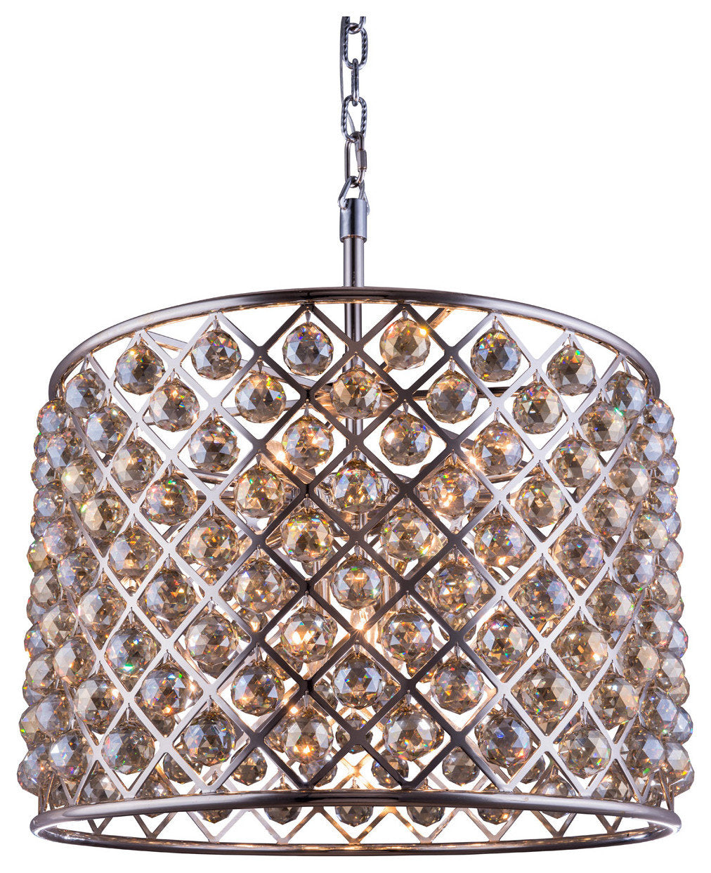 Madison 8 Light Pendant, Polished Nickel, Golden TeakBy Elegant Furniture & Lighting