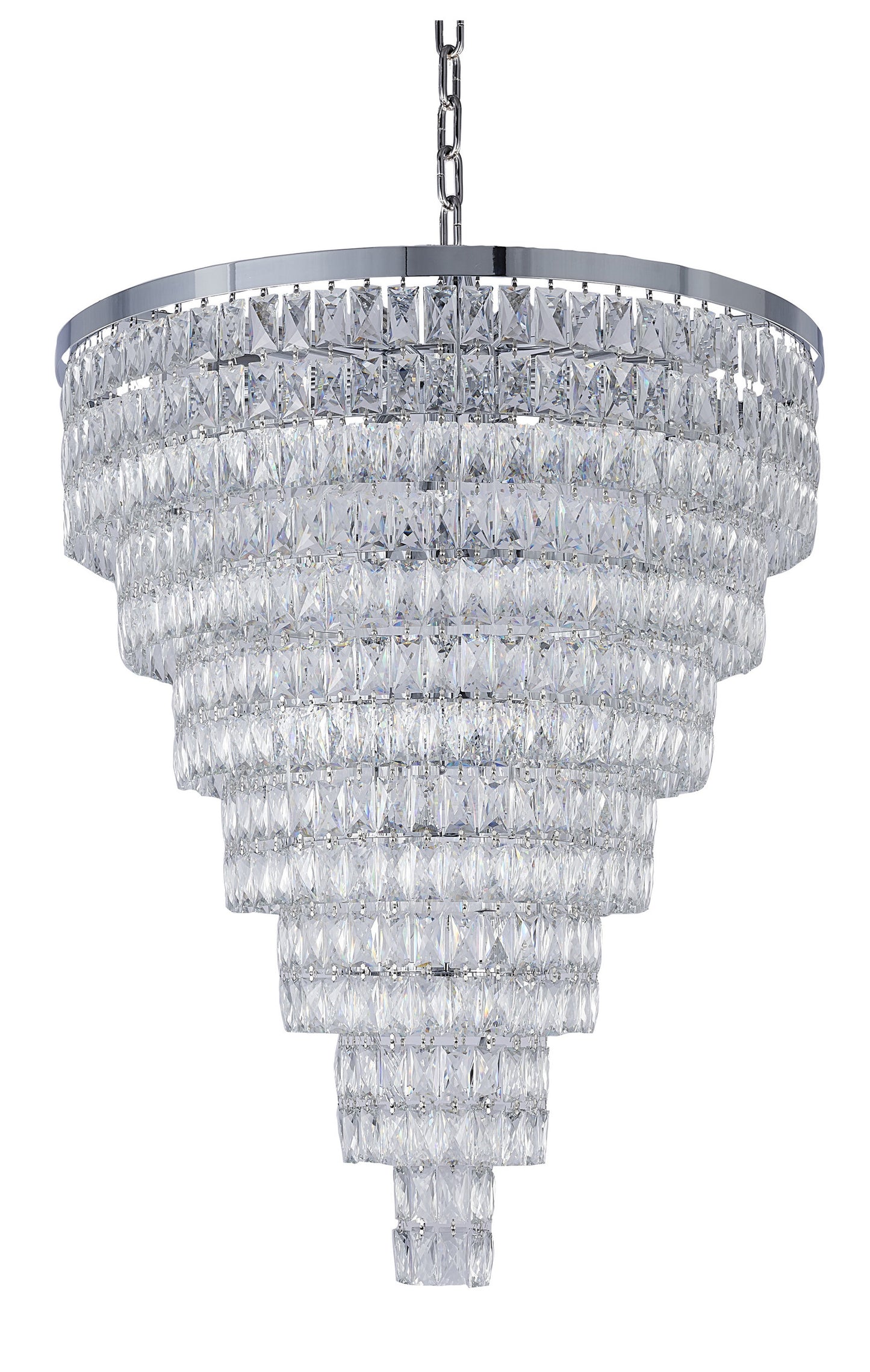 32" Chrome Metal 7-Tier Chandelier With Clear CrystalsBy Design Living