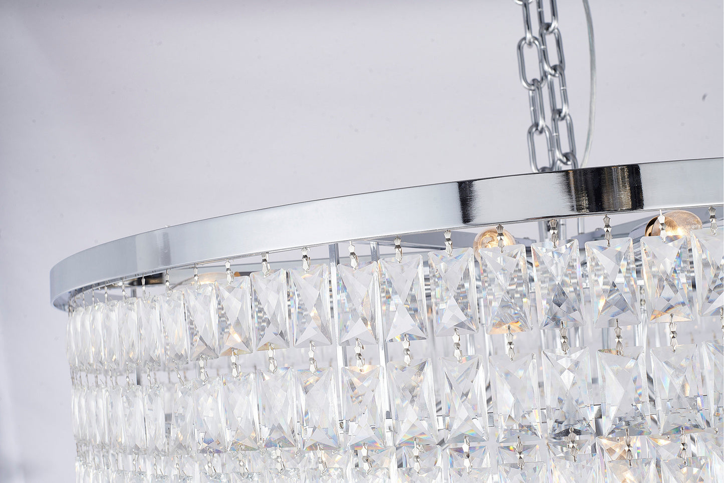 32" Chrome Metal 7-Tier Chandelier With Clear CrystalsBy Design Living