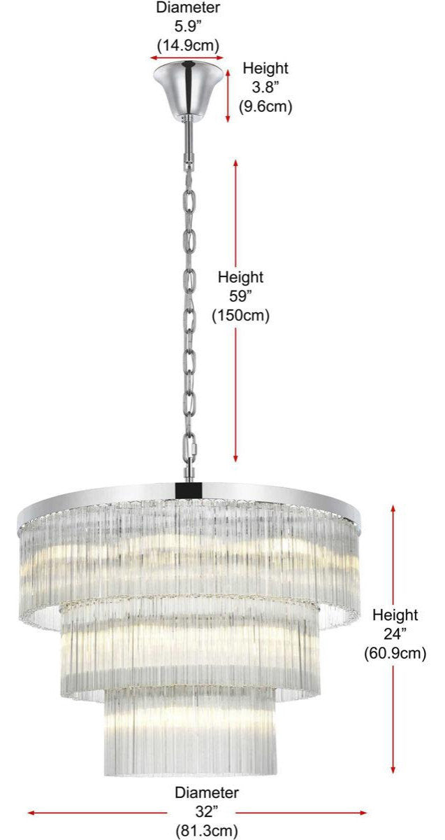 Harlow 18 Light Chandelier, Chrome, 3By Elegant Furniture & Lighting