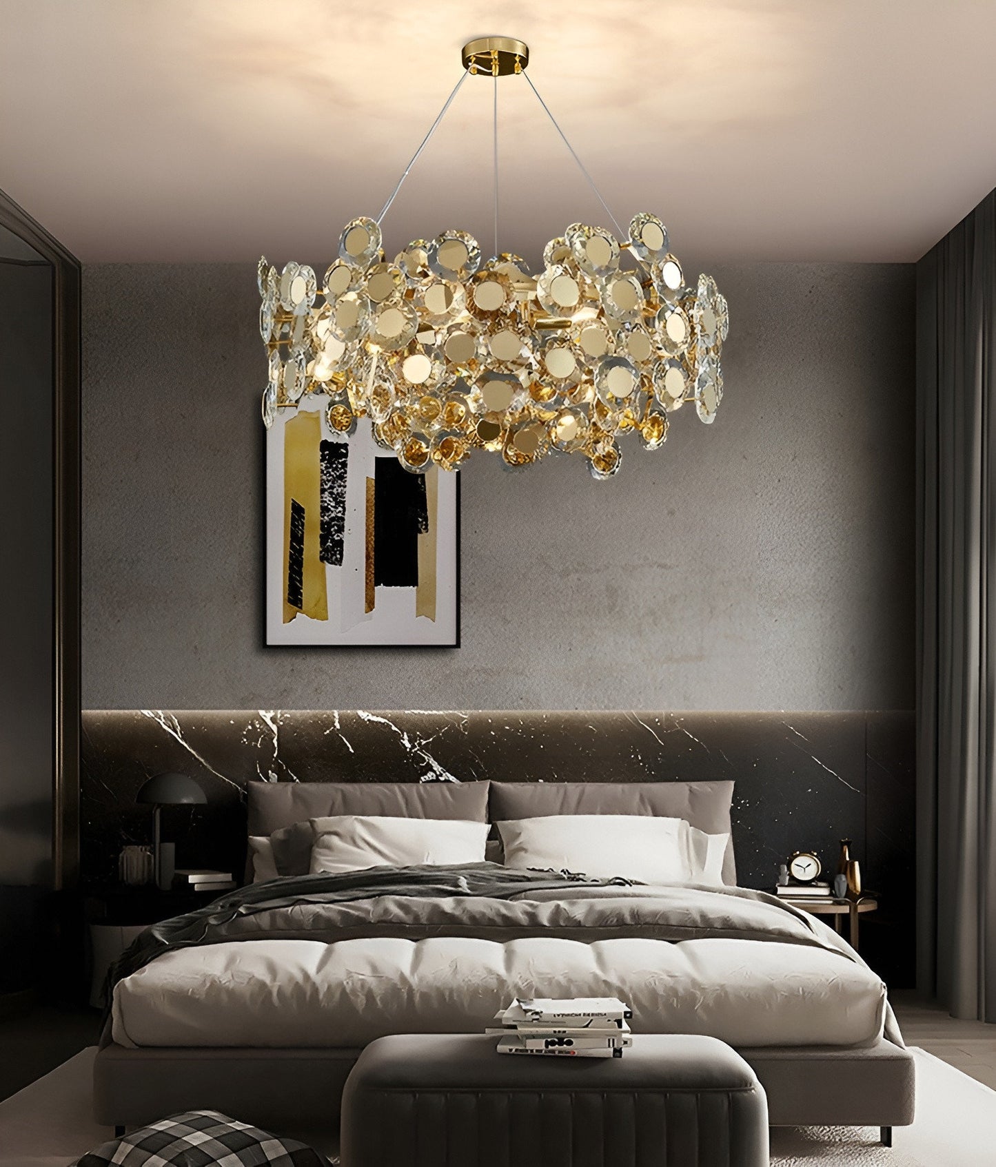 Alfano | Gold Creative Luxury Design Crystal LED Chandelier, Dia31.5"By Miron Demid LLC