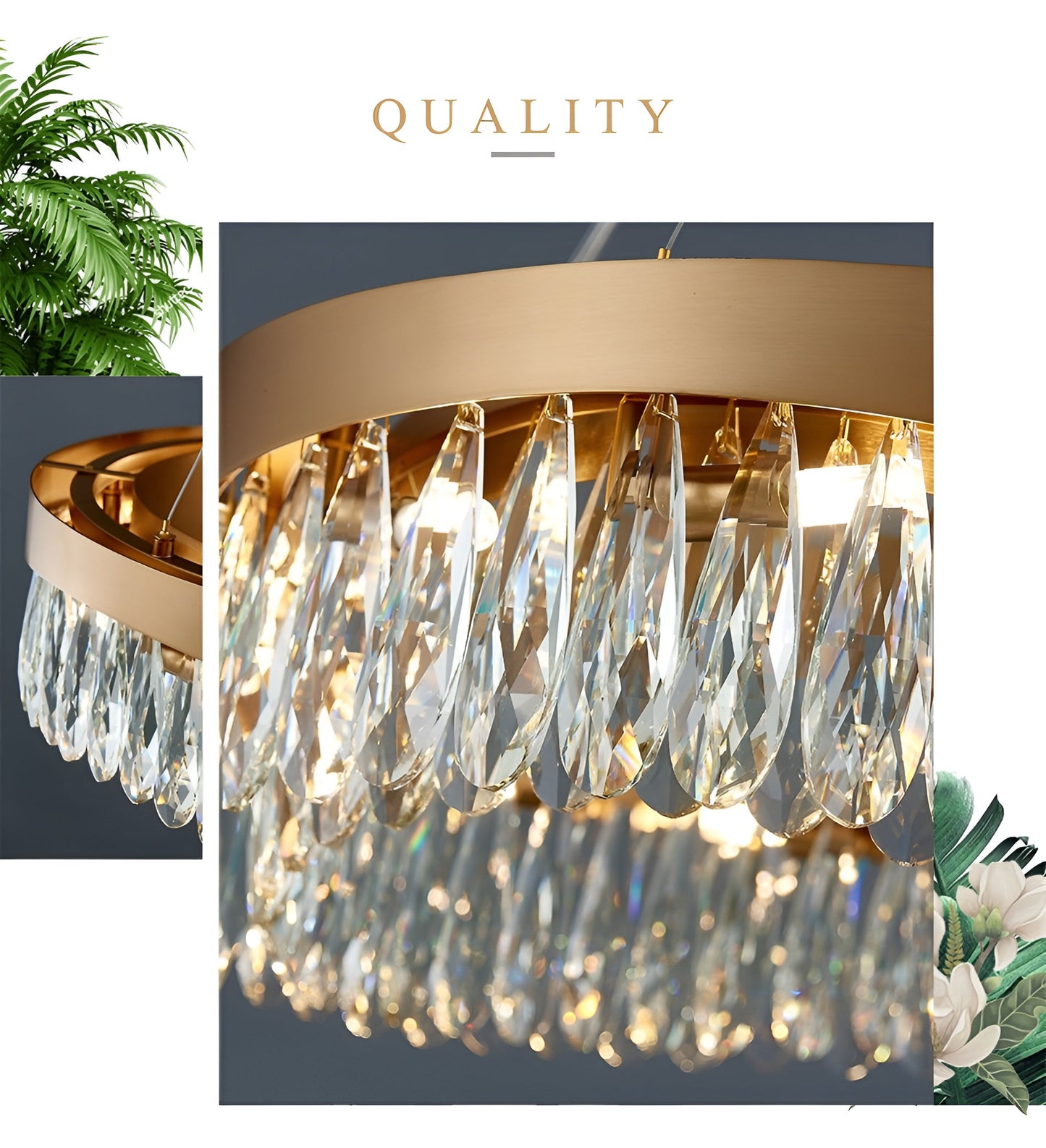 Borgio Verezzi | Gold Crystal Сurve Hanging Light Fixture, 31.5''By Miron Demid LLC