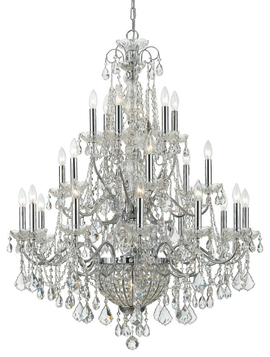Imperial 26-Light 46" Traditional Chandelier in Polished Chrome with Clear HanBy Crystorama Lighting